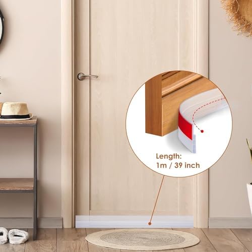 Image of Silicone Self-Adhesive Door and Window Shield Tape - Bottom Sealing Strip for Home Weather Stripping, Air Gap, Sound and Dust Proof (Transparent)