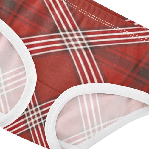 Classic Red Plaid Girls' Underwear Moisture Wicking Comfort Color for Toddler Girls in Sizes 2T,3T, 4T, 5T, 6Y and 8Y4