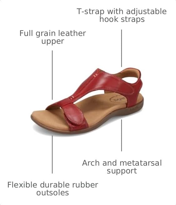 Image of Taos The Show Premium Leather Women's Sandal - Experience Everyday Style, Comfort, Arch Support, Cooling Gel Padding and an Adjustable Fit for Exceptional Walking Comfort
