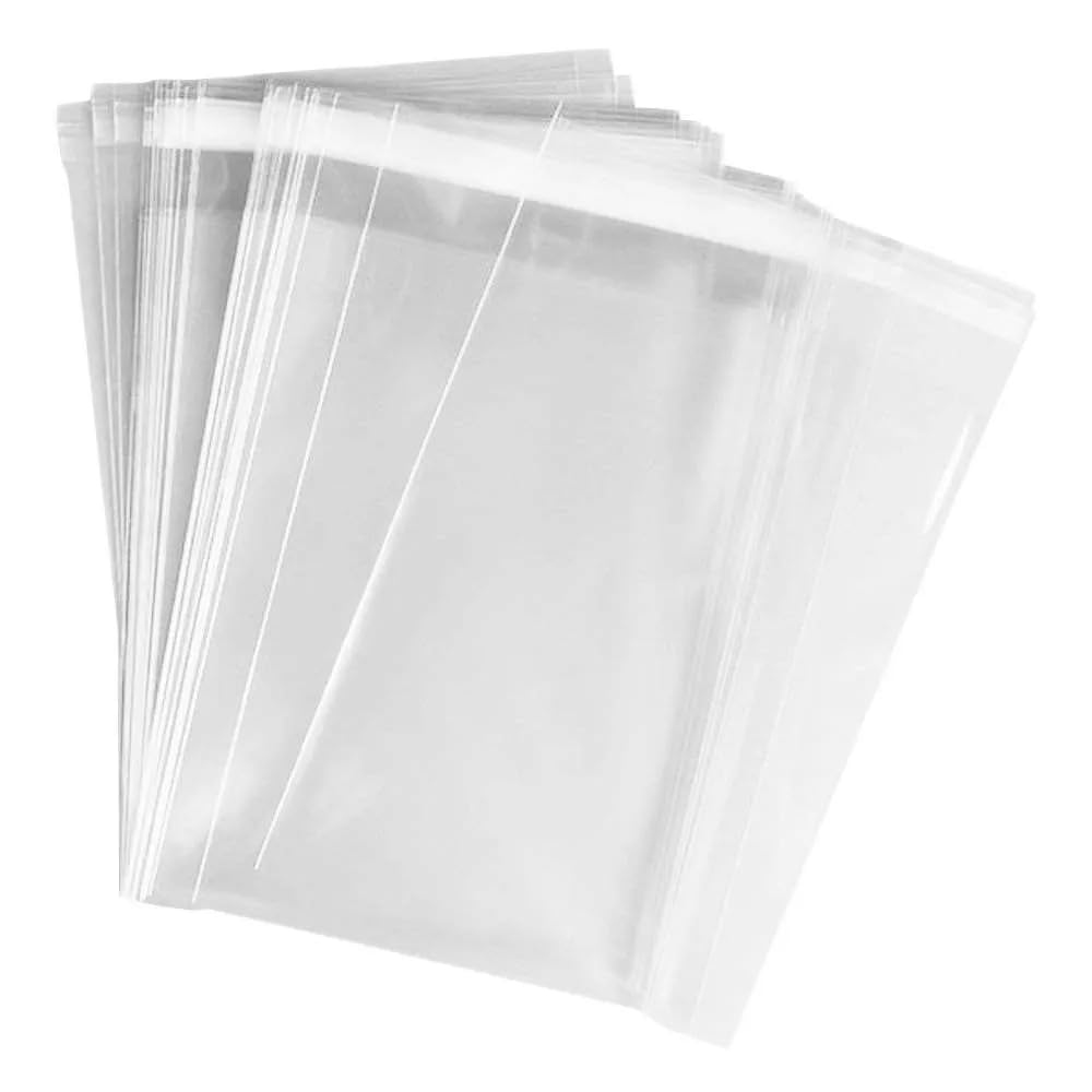 Bolsas de celofán transparentes cierre autoadhesivo reutilizables para alimentos, manualidades y objetos varios, 200 unidades, tamaños variados (10x18,5+3 200pcs)