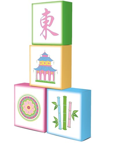 KARAQY 4PCS Mahjong Party Decorations Giant 11.8 Inch Mahjong Tile Party Boxes Dessert Table Decor