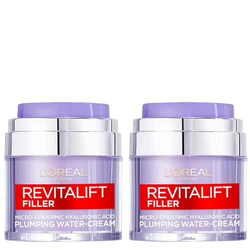 L'Oreal Paris DOUBLE Revitalift Filler Replumping Water Cream, Reduce Fine Lines Appearance, Replumps, Hydrates And Locks In Moisture, Enriched With Micro, Micro-Epidermic Hyaluronic Acid, 50Ml