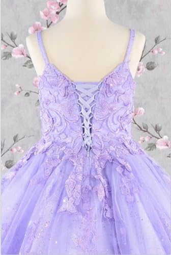 Girls 3D Floral Butterfly Lace Ball Gown Cape Pageant Dresses for Juniors Mini Quinceanera Dress 20253