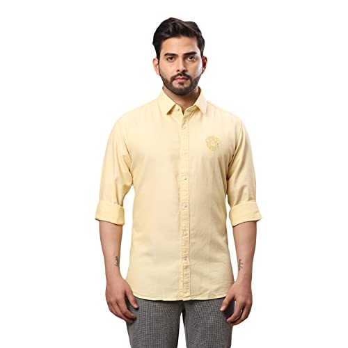 Image of Raymond Men's Pure Cotton Solid Pattern Slim Fit Regular Collar Full Sleeve Casual Shirt