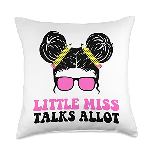 Little Miss Talks For Girl 1st 2nd Two 3rd 4th 5th Toddler Throw Pillow