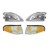 Headlights & Parking Corner Lights Left & Right Pair Set for 94-98 Ford Mustang