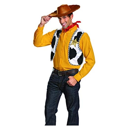 Disguise Men's Disney Pixar Toy Story and Beyond Woody Adult Costume Kit, Yellow/Black/White/Brown, One Size