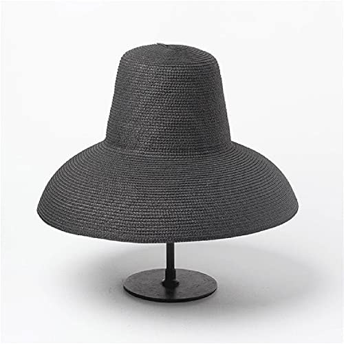 Chapeau de soleil femme grand bord paille pliable été capeline de plage rouge