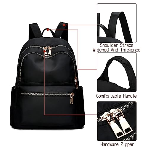 Small Women Backpack Purse, Waterproof Mini Backpack for Girl Women Black Travel Bookbag Shoulder Bag, Lightweight Ladies Fashion Daily Backpack Woman Anti-theft Casual Daypack