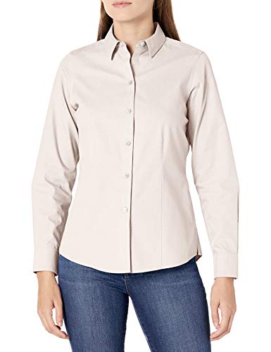Foxcroft Women's Dianna Non-Iron Pinpoint Shirt, Straw Hat, 12