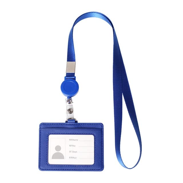 Identyfikator, identyfikator 4 etui na identyfikatory PC Etui na identyfikatory ze skóry Pu Zwijana smycz Etui na dowód osobisty Etykieta z imieniem Przenośne szkolne rękawy biurowe Proste (Color : B