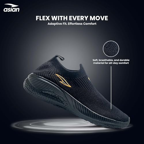 Image of ASIAN Storm-41 Walking Shoes for Men | Lightweight Slip-On Sneakers with Arch Support, Memory Foam Cushion & Breathable Mesh Upper | Comfortable Shoes for Walking & Travel