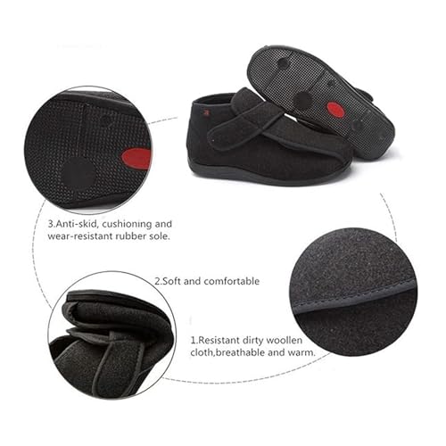 Diabetic Winter Boots for Men, Men's Comfy Winter Warm Fleece Fur Lining Adjustable Diabetic Shoes, Swollen Feet Walking Edema Sneakers, for Swollen Feet Plantar Fasciitis, Pain Relief2