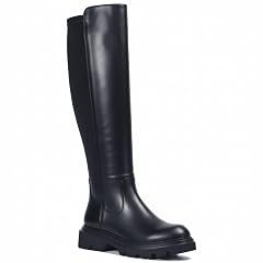 Womens Knee High Boots Lightweight Spandex Fabric Comfortable Round Toe Side Zipper Platform Chunky Heel Easy Match Wide