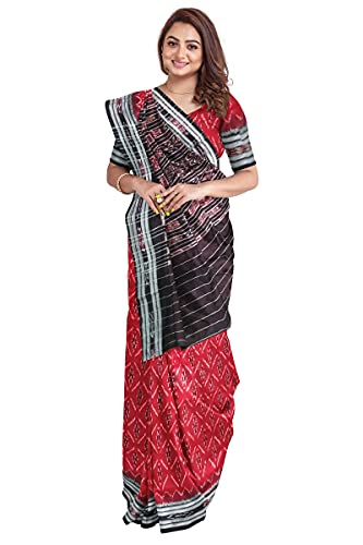 Image of Odisha Sambalpuri Handloom Ikat Women's Cotton Saree, Odisha Handloom Handmade Pure Cotton Khandua Saree, Ikkat Orissa Traditional Handloom Saree Without Blouse
