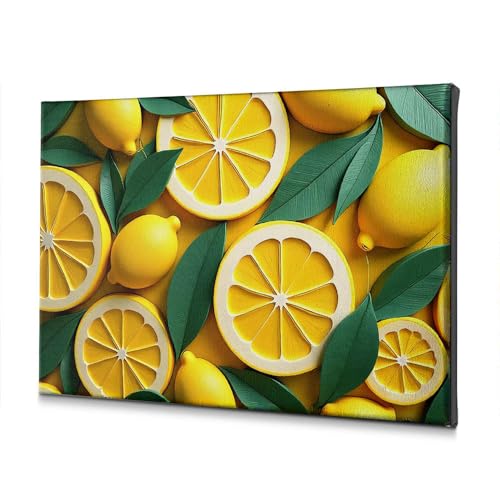 Toile citrons et feuilles vertes pour une atmosphère fraîche et relaxante au salon