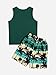 Floerns Boys Boho Sleeveless Tank Top Tropical Print Shorts Set 2 Piece Outfit Green