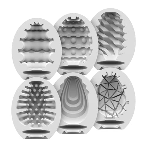 Satisfyer Masturbator Egg, verschillende structuren, hydro-actief TPE, geen glijmiddel nodig, voor eenmalig gebruik, Stil: 6x Set - Afbeelding 4