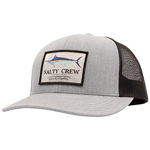 Salty Crew Marlin Mount Trucker Hat HeatherGrey/Black OS - Baseball Hat Unisex Adjustable for Adults Premium Cotton Hat Outdoor Sports for Men and Women