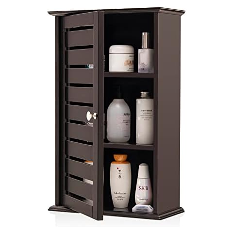 Armario de baño COSTWAY con 2 estantes ajustables y puerta reversible Cover