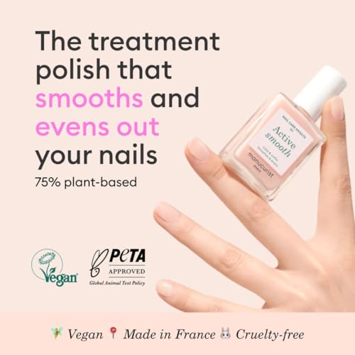 Manucurist Active Smooth™ 00 Nail Concealer Polish & Care - 2 in 1 Nude Nail Polish : Nail Strengthener and Growth - No Lamp - Ridge Filler for Nails - Natural Rosé Nail Polish