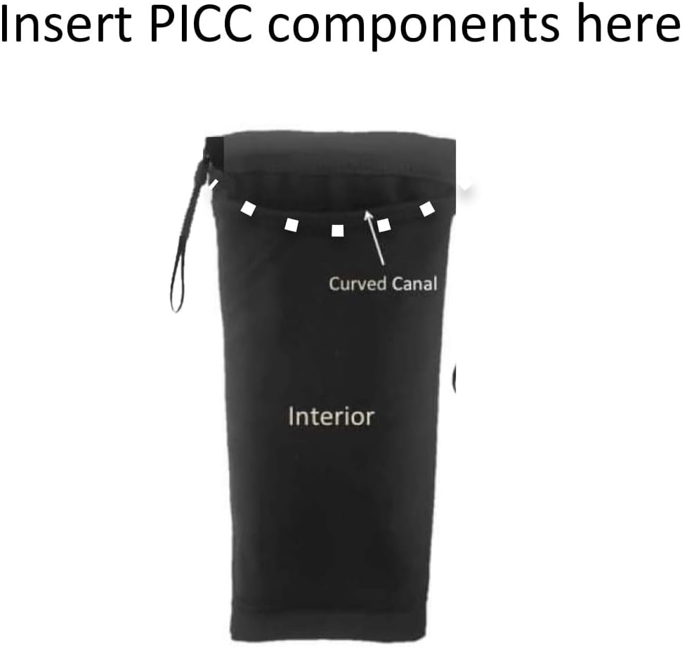 PICC/IV Arm Cover/Sleeve-U- Shape Canal Skin Barrier and Adjustable Toggle for the perfect fit!, Black, Large