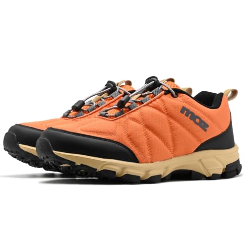 [モズ] トレッキングシューズ ローカット メンズ スニーカー 軽量 防水 撥水 防滑 ハイキング ウォーキング クイックレース 靴 5270 (オレンジ, 26.5 cm)