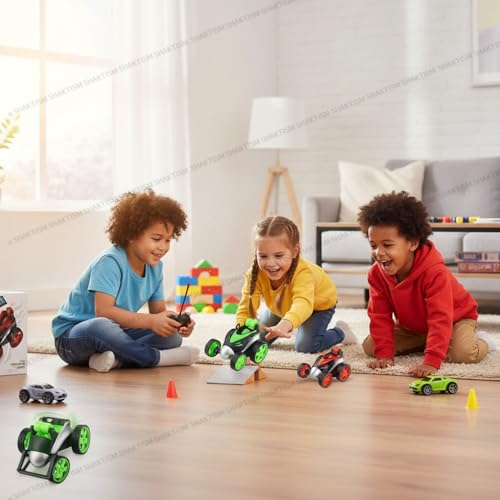 Image of SHAKTISM Remote Control Stunt Car, 1:24 Scale, 360-Degree Rotation, Rechargeable RC Vehicle with High-Speed Performance, Shockproof Tyres, Random Colour, for Kids 3+ Years