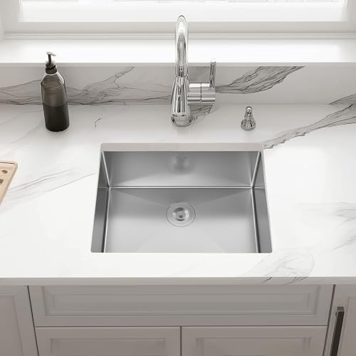 Kitchen Sink 24x18 Inch Undermount Kitchen Sink 16 Gauge Stainless Steel Sinks Single Bowl with Accessories Round Corners Handmade by Oxwiser - Image 5