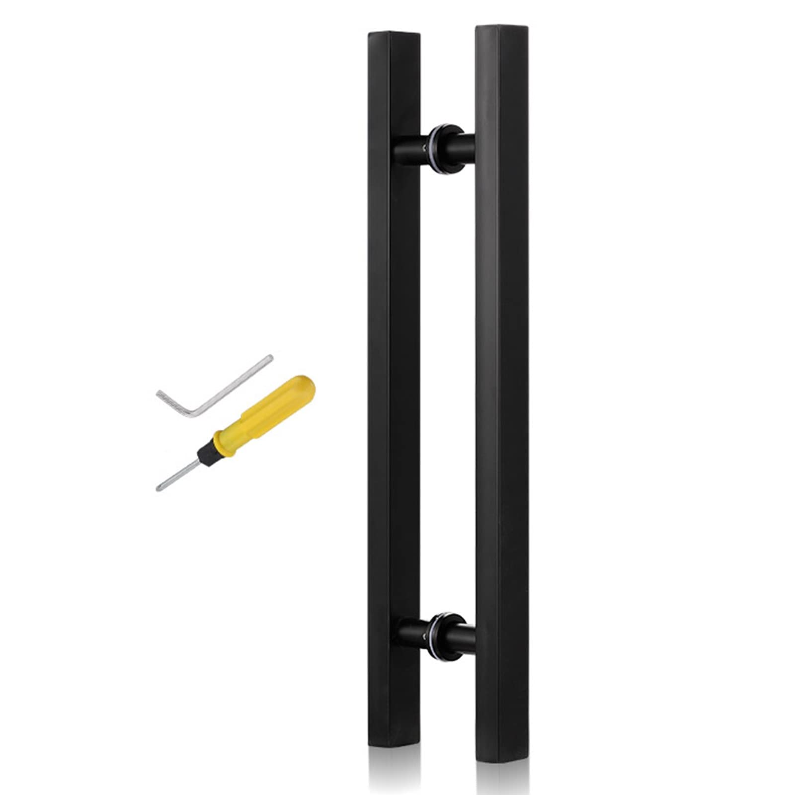 Gthtuhfd Black Door Handle Exterior Barn Door Handles With Fittings, Modern Commercial Double Side Mounted Sliding Glass Door Handle, Entry Push Pull Door Handle,-80Cm/31.5In