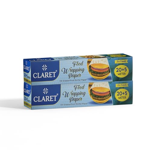 Image of Claret Eco-Friendly Food Wrapping Paper | 20+5 Meter | Keeps Food Fresh | Butter Paper Roll For Tiffin Roti Snacks | Non-Stick & Safe For Kitchen Use (Pack Of 2)