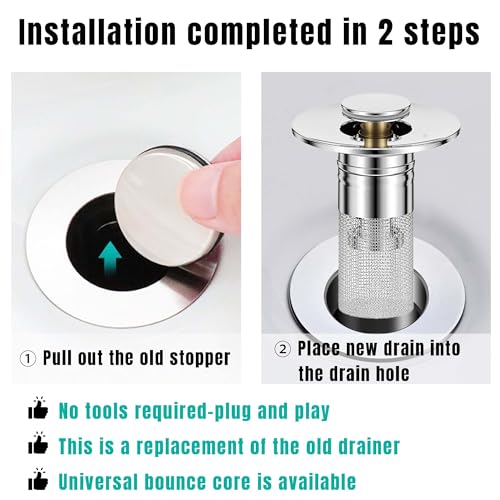 Tapón para lavabo con filtro antigoteo plateado miniatura 5