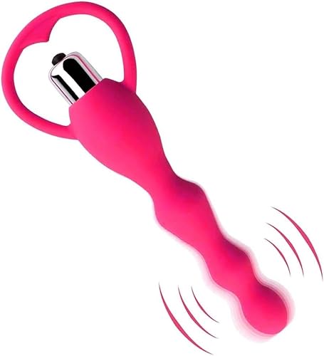 Vibrating Anal Beads Butt Plug, Vibrating Anal Beads Anal Beads Butt Plug Vibrators Graduated Design Silicone Anal Vibrator Waterproof G spot Anal Sex Toy for Men Women and Adult (Pink)