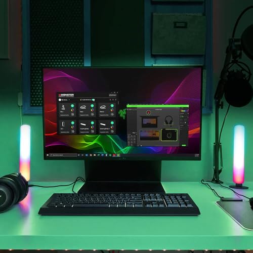 Image of Monster Smart LED Light Bars 2 Pack, RGB+IC Multi-Color Razor Chroma TV & Gaming Wi-Fi Light Bars, Dimmable, Sound Reactive, Multi Position, App & Voice Control, Works with Alexa, Google Home, Siri
