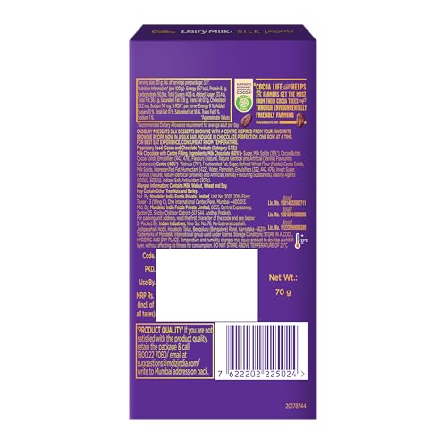 Cadbury Dairy Milk Silk Desserts Walnut Brownie Valentine's Gift Pack Chocolate Bar, 70 g