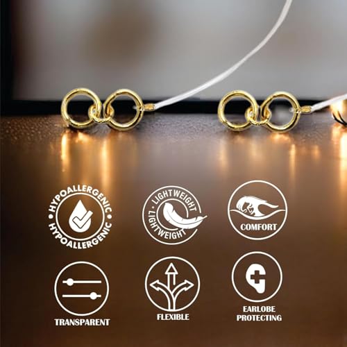 Image of Solitude (2 Pair Chain with 50 Patches) Ear Chain Transparent Stretchable Rubber Antique Ear Chain | Champaswaralu for Women and Girls | Invisible Kaan Chain for Heavy Earrings with Support Patch