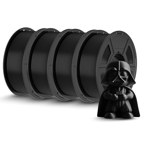 Image of TECBEARS PLA 3D Printer Filament, 4KG PLA Filament 1.75mm, Neatly Wound 3D Printing Filament, Dimensional Accuracy + /- 0.02 mm,1 Kg Per Spool, Pack of 4, Black