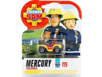 cavernedesjouets Coffret Sam Le Pompier véhicule en métal Quad de Pompier Rouge et Jaune 5 cm - Set Voiture Miniature avec Carte Tigre