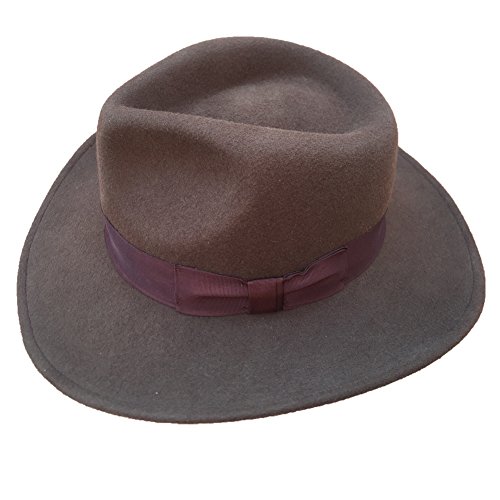 Wool Felt Men's Crushable Safari Adventure Cowboy Fedora Outback Hat (Large Size) Brown #TOP3
