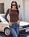 Ekouaer Womens Shirts Long Sleeve Boat Neck Tops Fall Fashion 2025 Fitted Basic Tees Thermal Underscrubs Brown S