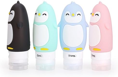 ANREONER Silicone Travel Bottles Set 3OZ, TSA Approved Leak Proof Refillable Portable Travel Size Toiletry Containers for Shampoo Lotion Liquid, Kids Camp Vacation Accessory-4 Pack