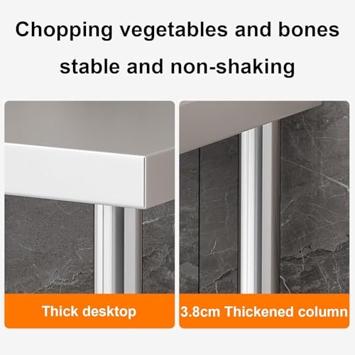 Table de préparation en acier inoxydable avec double étagère et pieds réglables - 4
