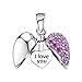 Produktbild I Love You Lila Liebes Herz Charm, 925 Sterling Silber passend für Pandora Moments Armbänder und Halsketten - Geschenkfür Damen Mama, Nan, Ehefrau, Tochter, Schwester - Ich Libe dich