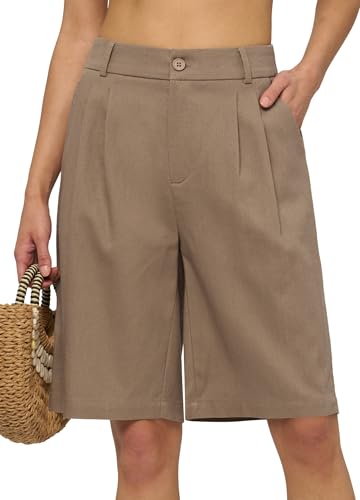 La mejor selección de Shorts y bermudas para Mujer los 10 mejores. 42 Willit - Pantalones cortos de lino para mujer, vestido de pierna ancha, estilo casual, pantalones cortos plisados, cintura alta, con bolsillos, 7 pulgadas, 10 pulgadas, Caqui...