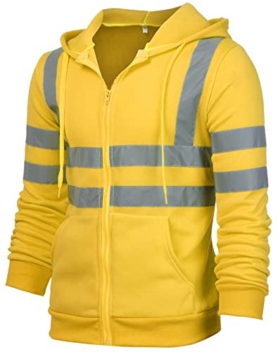 Panegy Sudadera con Capucha de Trabajo para Hombre Chaqueta de Seguridad Reflectante Sudadera Abrigada de Alta Visibilidad Amarillo L Cover