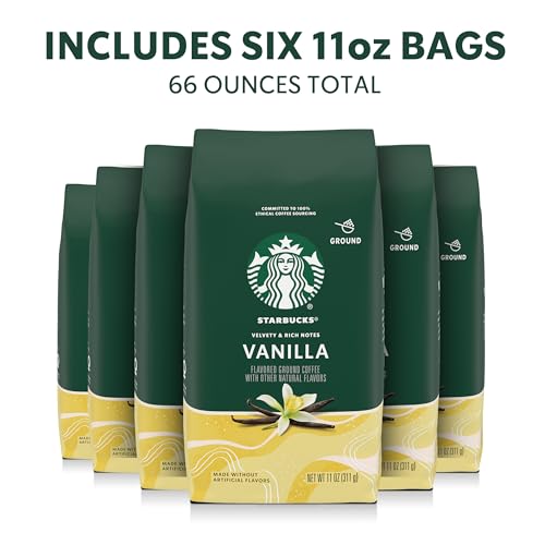 Starbucks Ground Coffee, Flavored Hot or Iced Coffee, Vanilla, Six 11 oz Bags​ - image 2