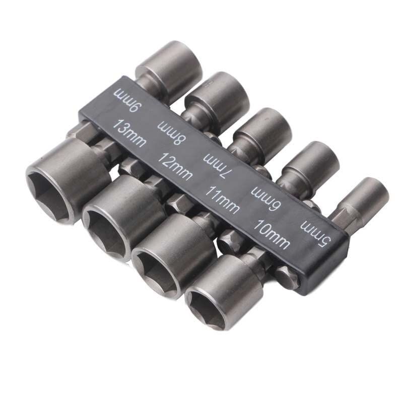 9/14 pièces têtes de clé à Douille Forte Outils à poignée hexagonale Manchon à vis Embouts pneumatiques Tournevis à écrou magnétique Ensemble de forets (Color : 9 Piece Set)
