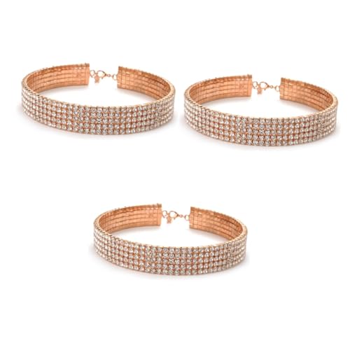 Collier Choker Diamant Cristal Rose anti-torsion avec strass robustes