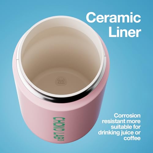 CHAKO LAB Botella de Agua Aislada de 23oz con Recubrimiento Cerámico, Pajilla y Tapa con Pico, Taza de Café de Acero Inoxidable a Prueba de Fugas, Estética Linda para Gimnasio, Deportes, Trabajo y Escuela (Rosa) miniatura 3
