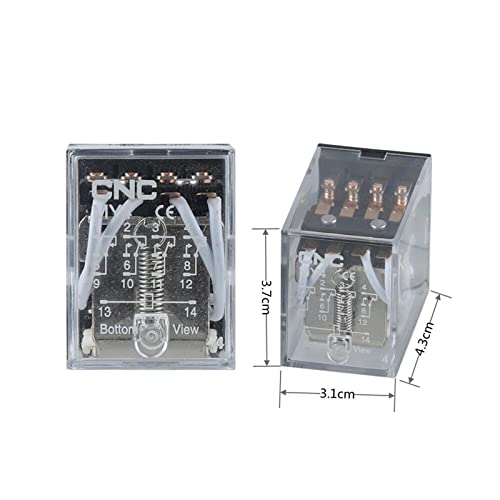 Relé electromagnético MY4 DC 24V de 14 pines con bobina 4NO 4NC para carril DIN 2